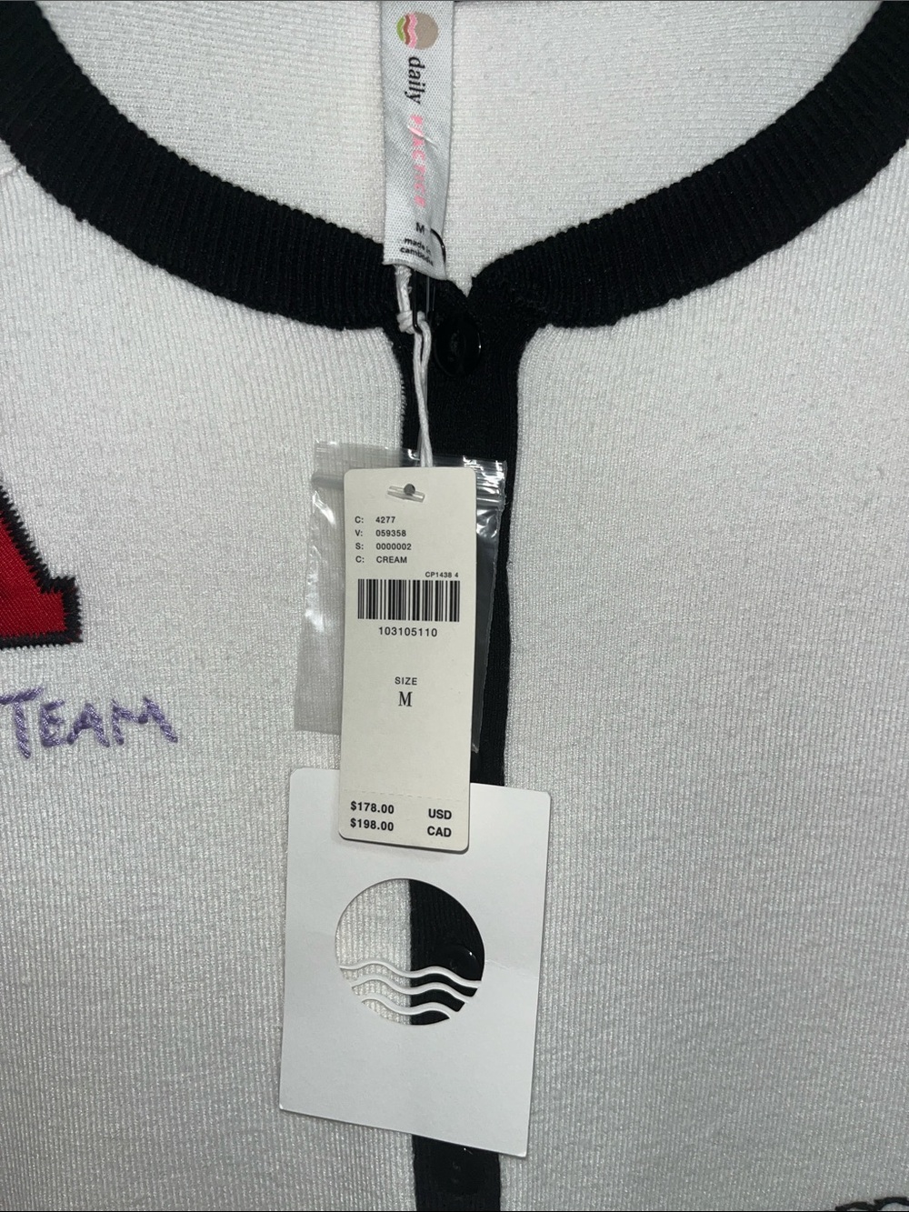 1222.ANTHROPOLOGIE Daily Practice Go Team Embroidered HenleySweater SzM NWT $178 - Picture 10 of 10